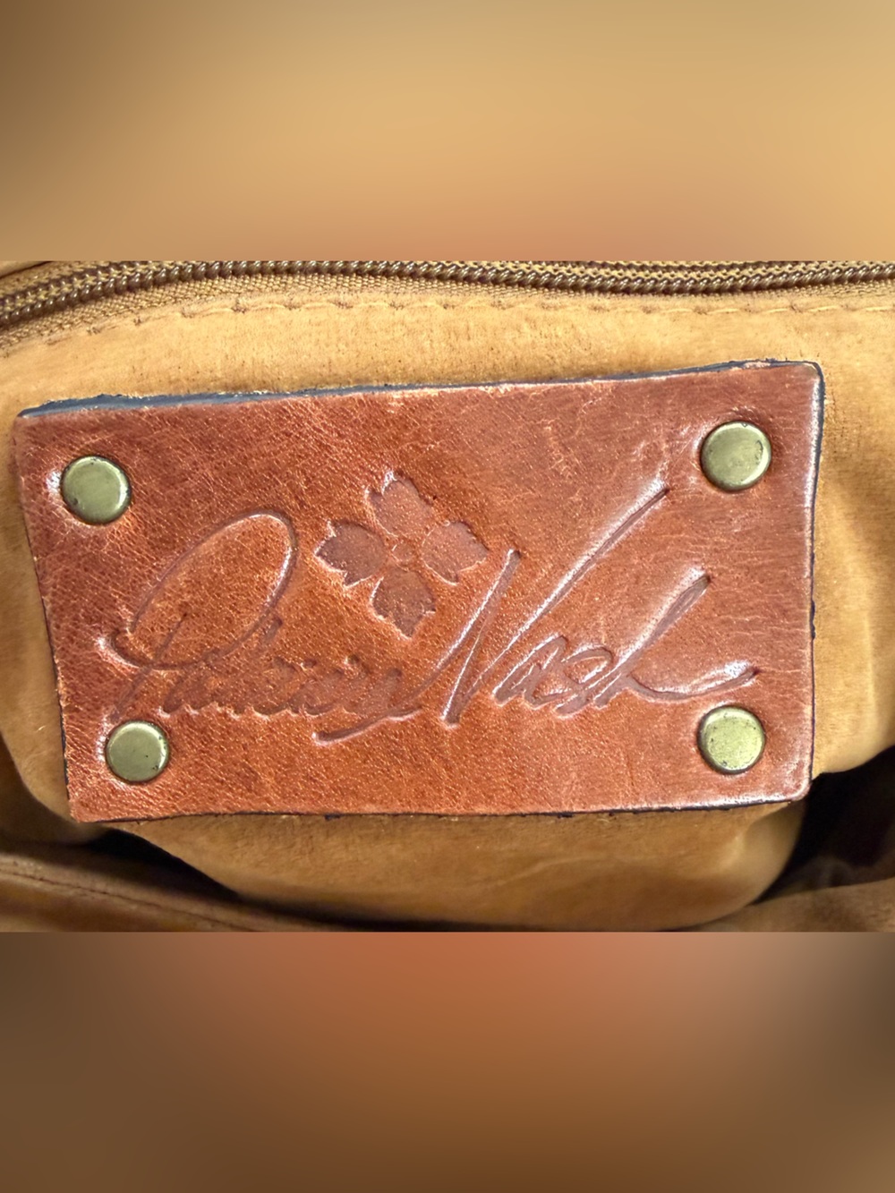 Patricia Nash Hand-Tooled Floral Satchel in Brown and Tan - Picture 8 of 9